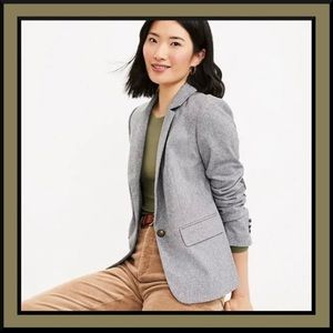 NWT! Loft Gray Herringbone One Button Blazer Jacket w/Elbow Patch ~ NICE!!